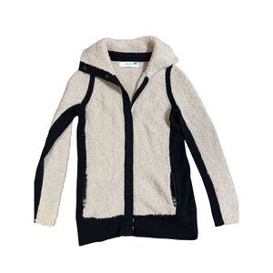 Anthropologie Sparrow Boucle Knit Color Block Wool Blend Sweater Jacket Sz S